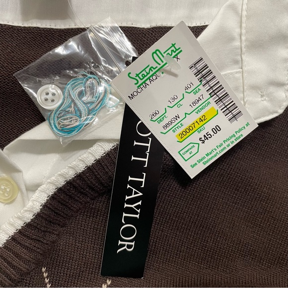 NWT Scott Taylor Woman's Layered Blouse Sweater Brown Blue Size 1X - Picture 8 of 8